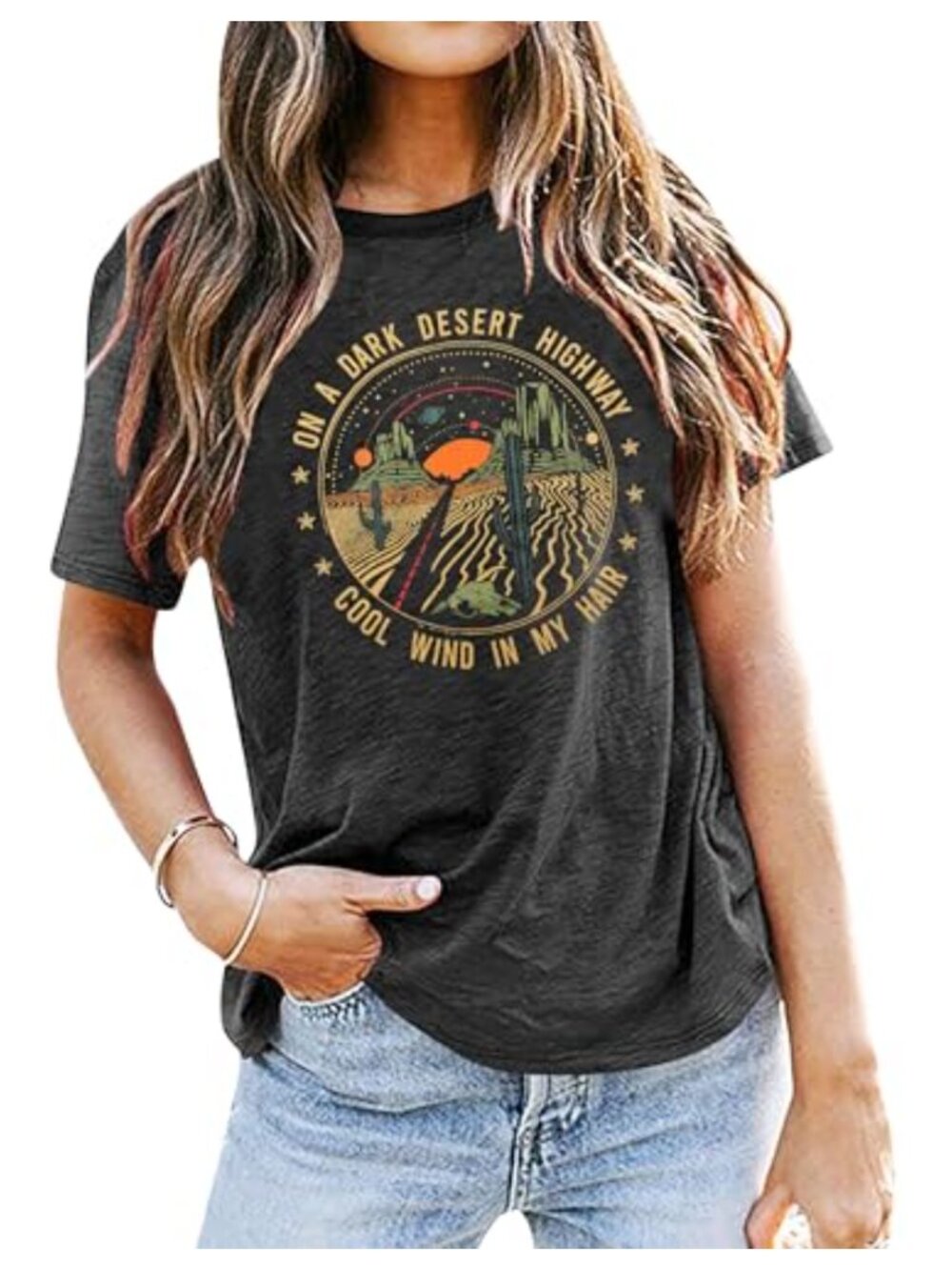 Women's Retro Graphic Tee Short Sleeve Crew Neck T-Shirt